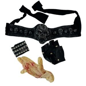 Kids  Asult S Skeleton Warrior zombie ghoul Costume Set - Black